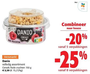 Promoties Danio cereals rode vruchten - Danone - Geldig van 02/01/2024 tot 16/02/2024 bij Colruyt