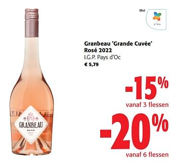 Promoties Granbeau grande cuvée rosé 2022 i.g.p. pays d`oc - Rosé wijnen - Geldig van 02/01/2024 tot 16/02/2024 bij Colruyt