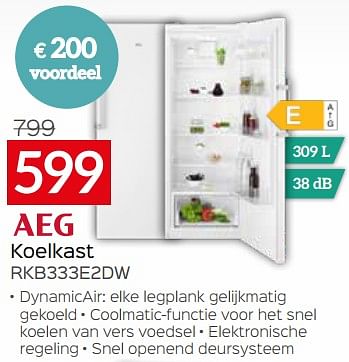 Promoties Aeg koelkast rkb333e2dw - AEG - Geldig van 03/01/2024 tot 31/01/2024 bij Selexion