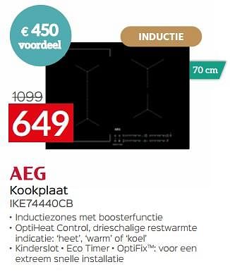 Promoties Aeg kookplaat ike74440cb - AEG - Geldig van 03/01/2024 tot 31/01/2024 bij Selexion