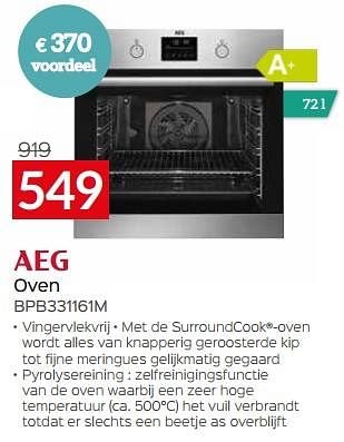 Promoties Aeg oven bpb331161m - AEG - Geldig van 03/01/2024 tot 31/01/2024 bij Selexion