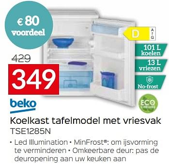 Promotions Beko koelkast tafelmodel met vriesvak tse1285n - Beko - Valide de 03/01/2024 à 31/01/2024 chez Selexion