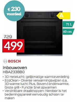 Promoties Bosch inbouwoven hba233bb0 - Bosch - Geldig van 03/01/2024 tot 31/01/2024 bij Selexion