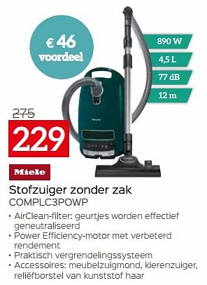 Promoties Miele stofzuiger zonder zak complc3powp - Miele - Geldig van 03/01/2024 tot 31/01/2024 bij Selexion