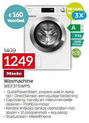 Promoties Miele wasmachine wef375wps - Miele - Geldig van 03/01/2024 tot 31/01/2024 bij Selexion