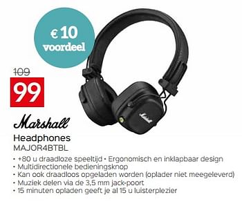 Promoties Marshall headphones major4btbl - MARSHALL - Geldig van 03/01/2024 tot 31/01/2024 bij Selexion