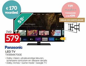 Promoties Panasonic led tv tx55mx700e - Panasonic - Geldig van 03/01/2024 tot 31/01/2024 bij Selexion