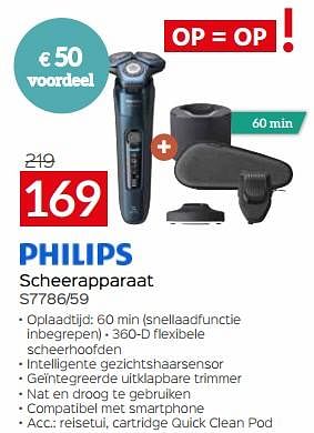 Promoties Philips scheerapparaat s7786-59 - Philips - Geldig van 03/01/2024 tot 31/01/2024 bij Selexion