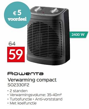 Promoties Rowenta verwarming compact so2330f2 - Rowenta - Geldig van 03/01/2024 tot 31/01/2024 bij Selexion