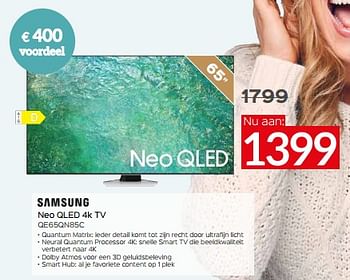 Promoties Samsung neo qled 4k tv qe65qn85c - Samsung - Geldig van 03/01/2024 tot 31/01/2024 bij Selexion