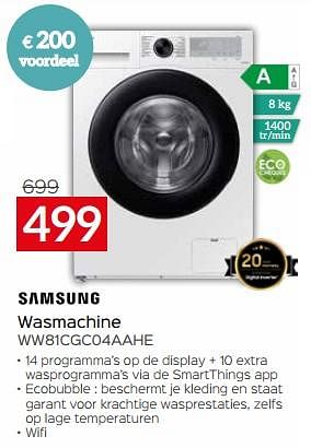 Promoties Samsung wasmachine ww81cgc04aahe - Samsung - Geldig van 03/01/2024 tot 31/01/2024 bij Selexion