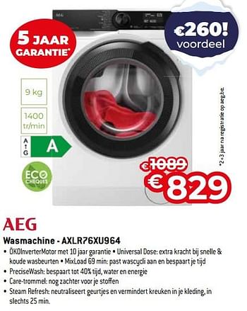 Promotions Aeg wasmachine - axlr76xu964 - AEG - Valide de 03/01/2024 à 31/01/2024 chez Exellent