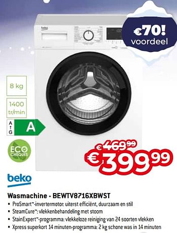 Promotions Beko wasmachine - bewtv8716xbwst - Beko - Valide de 03/01/2024 à 31/01/2024 chez Exellent
