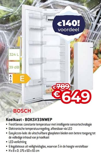 Promoties Bosch koelkast - boksv33nwep - Bosch - Geldig van 03/01/2024 tot 31/01/2024 bij Exellent