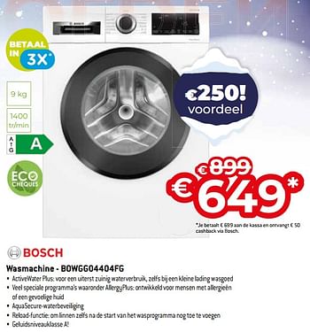 Promotions Bosch wasmachine - bowgg04404fg - Bosch - Valide de 03/01/2024 à 31/01/2024 chez Exellent