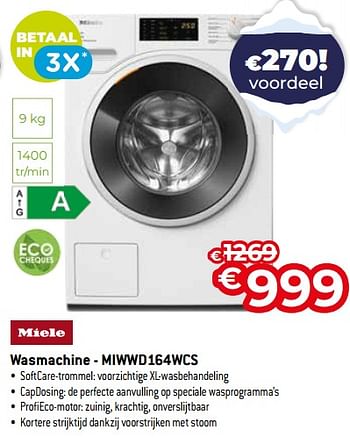 Promotions Miele wasmachine - miwwd164wcs - Miele - Valide de 03/01/2024 à 31/01/2024 chez Exellent