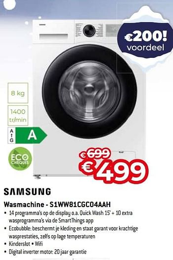Promoties Samsung wasmachine - s1ww81cgc04aah - Samsung - Geldig van 03/01/2024 tot 31/01/2024 bij Exellent