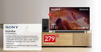 Promoties Sony soundbar htsd40cel - Sony - Geldig van 03/01/2024 tot 31/01/2024 bij Selexion