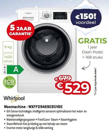 Promoties Whirlpool wasmachine - wxffd9469ebsvbe - Whirlpool - Geldig van 03/01/2024 tot 31/01/2024 bij Exellent