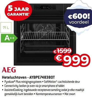 Promoties Aeg heteluchtoven - aybpe748380t - AEG - Geldig van 03/01/2024 tot 31/01/2024 bij Exellent