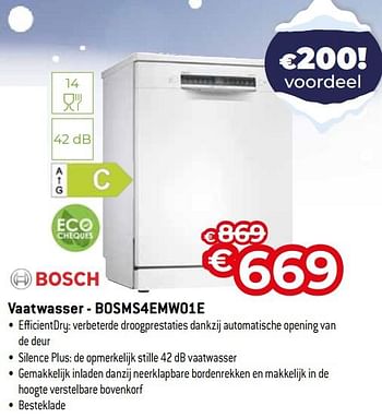 Promoties Bosch vaatwasser - bosms4emw01e - Bosch - Geldig van 03/01/2024 tot 31/01/2024 bij Exellent