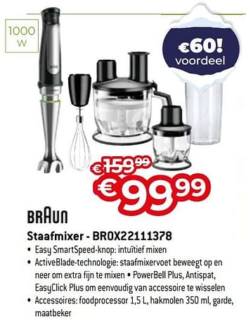 Promoties Braun staafmixer - br0x22111378 - Braun - Geldig van 03/01/2024 tot 31/01/2024 bij Exellent