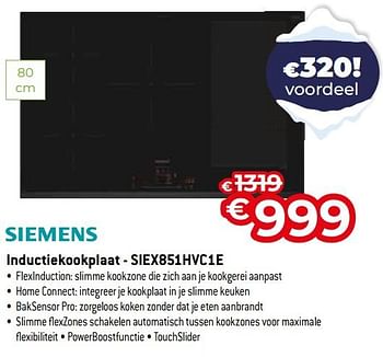 Promoties Siemens inductiekookplaat - siex851hvc1e - Siemens - Geldig van 03/01/2024 tot 31/01/2024 bij Exellent