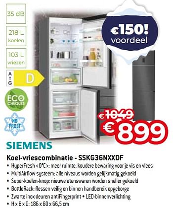 Promoties Siemens koel-vriescombinatie - sskg36nxxdf - Siemens - Geldig van 03/01/2024 tot 31/01/2024 bij Exellent