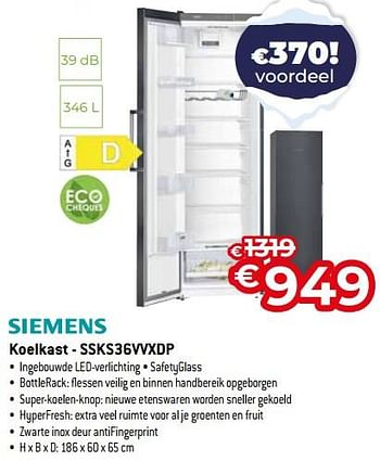 Promoties Siemens koelkast - ssks36vvxdp - Siemens - Geldig van 03/01/2024 tot 31/01/2024 bij Exellent