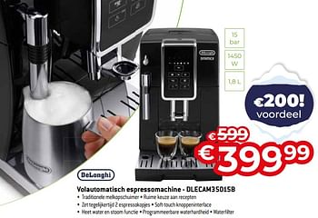 Promoties Delonghi volautomatisch espressomachine - dlecam35015b - Delonghi - Geldig van 03/01/2024 tot 31/01/2024 bij Exellent