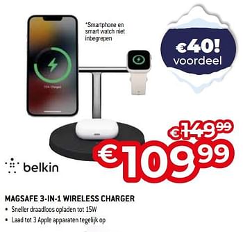 Promoties Belkin magsafe 3-in-1 wireless charger - BELKIN - Geldig van 03/01/2024 tot 31/01/2024 bij Exellent