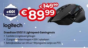 Promoties Logitech draadloze g502 x lightspeed-gamingmuis - Logitech - Geldig van 03/01/2024 tot 31/01/2024 bij Exellent
