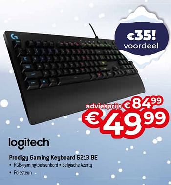 Promoties Logitech prodigy gaming keyboard g213 be - Logitech - Geldig van 03/01/2024 tot 31/01/2024 bij Exellent