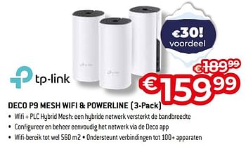 Promoties Tp-link deco p9 mesh wifi + powerline - TP-LINK - Geldig van 03/01/2024 tot 31/01/2024 bij Exellent