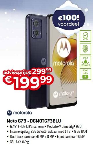Promoties Motorola moto g73 - dgmotg73blu - Motorola - Geldig van 03/01/2024 tot 31/01/2024 bij Exellent