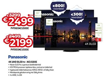 Promoties Panasonic 4k uhd oled tv - pvtx55mz1500e - Panasonic - Geldig van 03/01/2024 tot 31/01/2024 bij Exellent