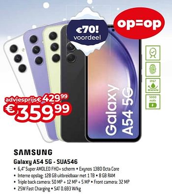 Promoties Samsung galaxy a54 5g - sua546 - Samsung - Geldig van 03/01/2024 tot 31/01/2024 bij Exellent