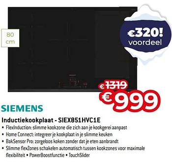 Promoties Siemens inductiekookplaat - siex851hvc1e - Siemens - Geldig van 03/01/2024 tot 31/01/2024 bij Exellent