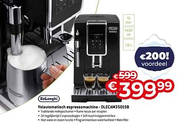 Promoties Delonghi volautomatisch espressomachine - dlecam35015b - Delonghi - Geldig van 03/01/2024 tot 31/01/2024 bij Exellent