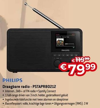 Promoties Philips draagbare radio - pstapr80212 - Philips - Geldig van 03/01/2024 tot 31/01/2024 bij Exellent