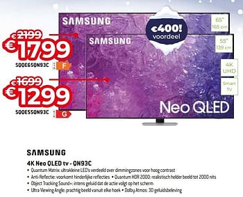Promoties Samsung 4k neo qled tv - sqqe55qn93c - Samsung - Geldig van 03/01/2024 tot 31/01/2024 bij Exellent