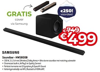 Promoties Samsung soundbar - hws800b - Samsung - Geldig van 03/01/2024 tot 31/01/2024 bij Exellent