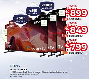 Promoties Sony 4k uhd tv - sckd43x80lp - Sony - Geldig van 03/01/2024 tot 31/01/2024 bij Exellent