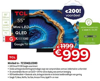 Promoties Tcl miniled tv - tc55mqled80 - TCL - Geldig van 03/01/2024 tot 31/01/2024 bij Exellent