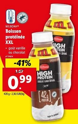 Promoties Boisson protéinée xxl - Milbona - Geldig van 10/01/2024 tot 16/01/2024 bij Lidl
