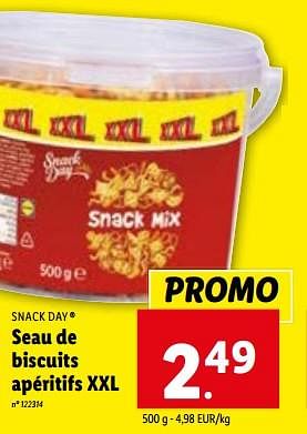 Promoties Seau de biscuits apéritifs xxl - Snack Day - Geldig van 10/01/2024 tot 16/01/2024 bij Lidl