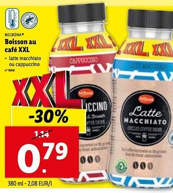 Promotions Boisson au café xxl - Milbona - Valide de 10/01/2024 à 16/01/2024 chez Lidl