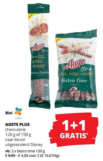 Promoties Aoste plus charcuterie bistro time - Aoste - Geldig van 04/01/2024 tot 17/01/2024 bij Spar (Colruytgroup)
