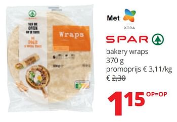 Promoties Bakery wraps - Spar - Geldig van 04/01/2024 tot 17/01/2024 bij Spar (Colruytgroup)