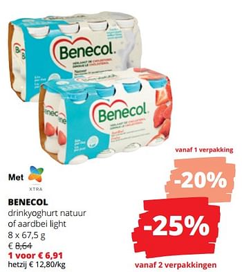 Promoties Benecol drinkyoghurt natuur of aardbei light - Benecol - Geldig van 04/01/2024 tot 17/01/2024 bij Spar (Colruytgroup)